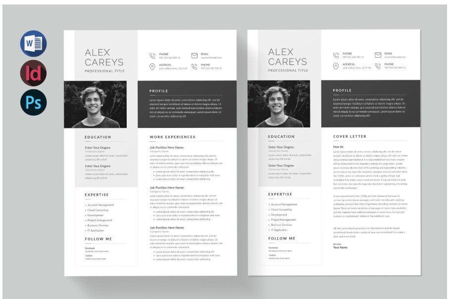 Professional Word Editable Resume & Cover Letter Template - SP - 103