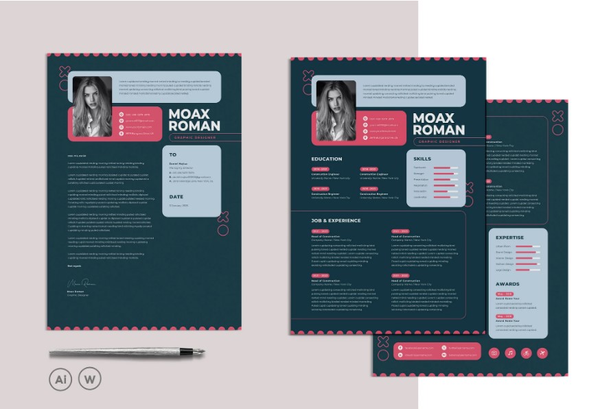 Professional Word Editable Resume & Cover Letter Template - SP - 110