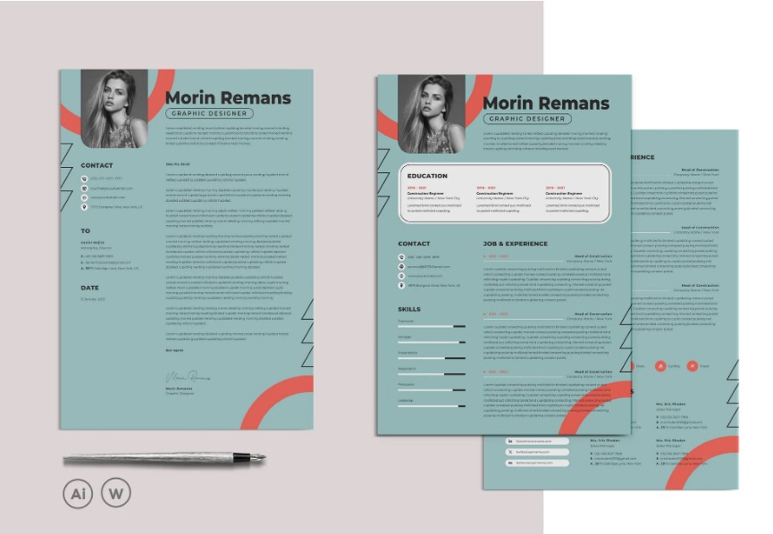 Professional Word Editable Resume & Cover Letter Template - SP - 123