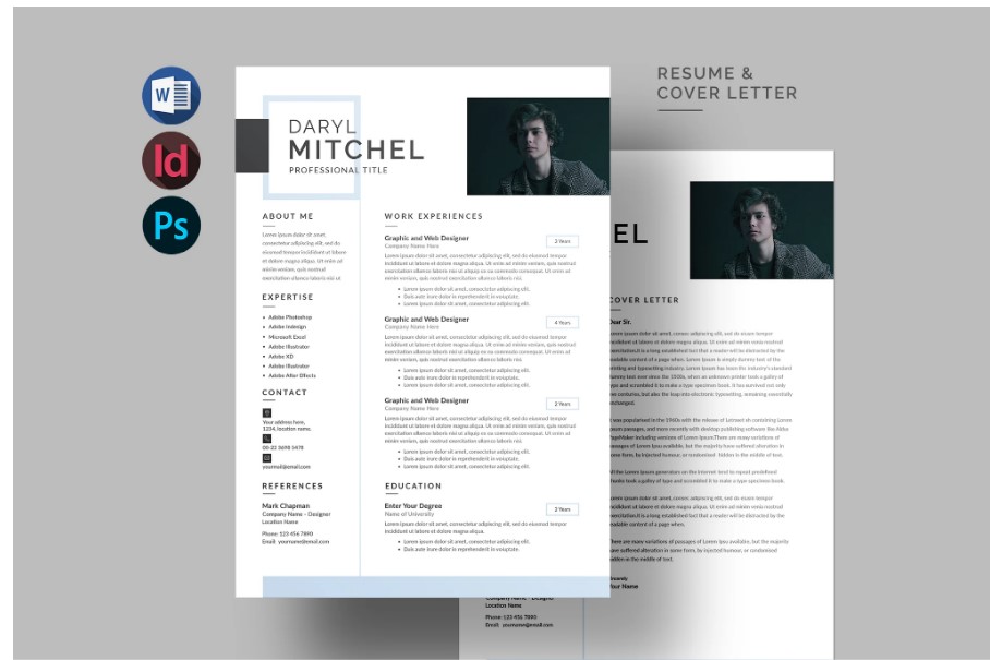 Professional Word Editable Resume & Cover Letter Template - SP - 126