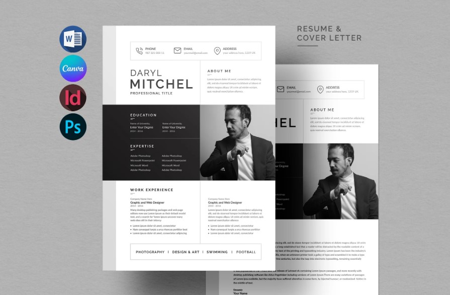 Professional Word Editable Resume & Cover Letter Template - SP - 132