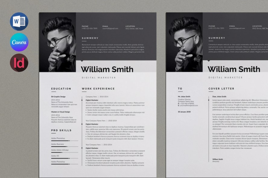 Professional Word Editable Resume & Cover Letter Template - SP - 142