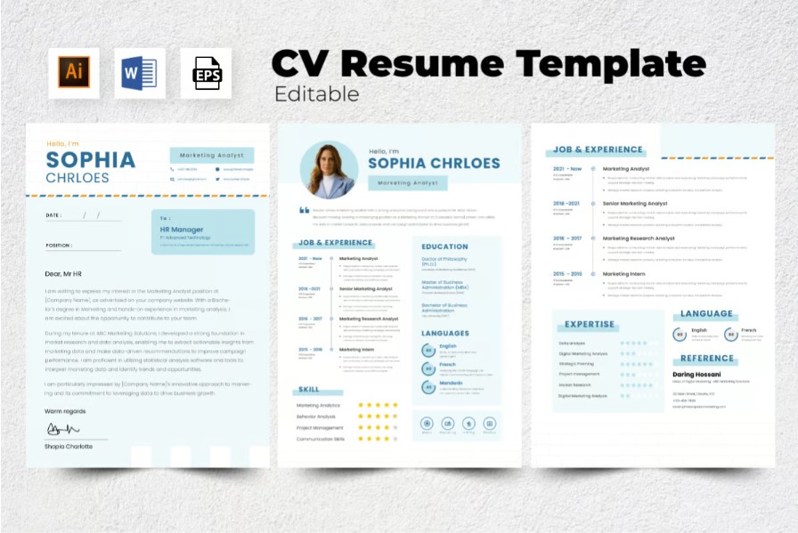 Professional Word Editable Resume & Cover Letter Template - SP - 170