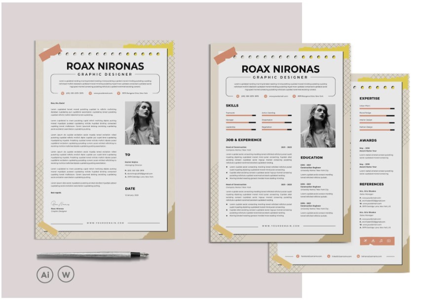 Professional Word Editable Resume & Cover Letter Template - SP - 44
