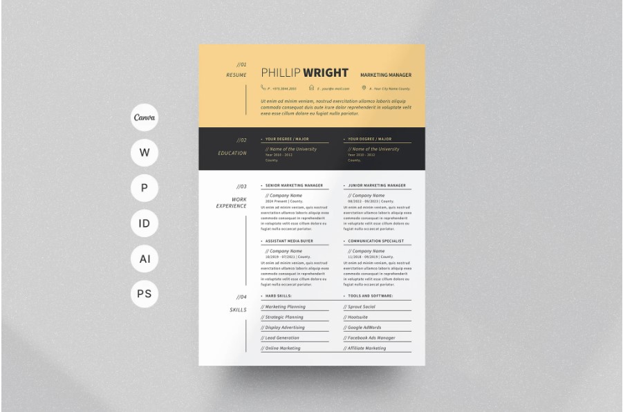 Professional Word Editable Resume & Cover Letter Template - SP - 65