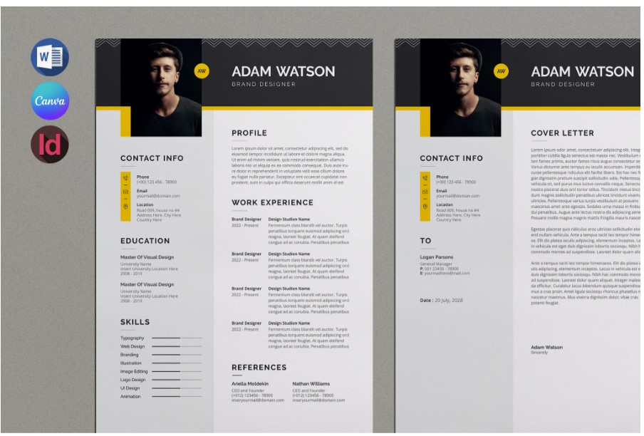 Professional Word Editable Resume & Cover Letter Template - SP - 96